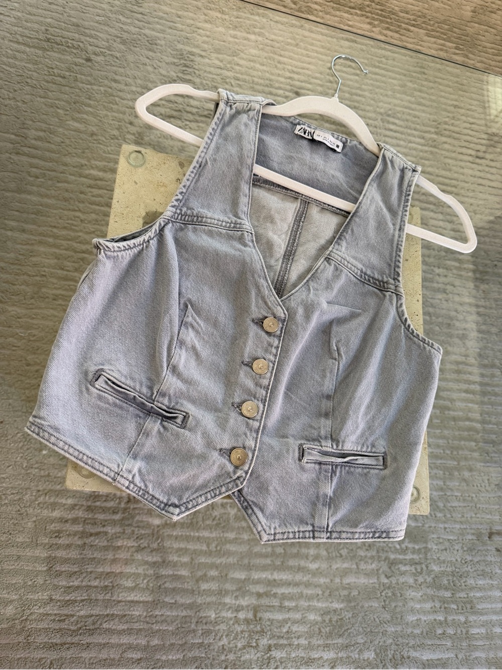 Zara Light Wash Denim Vest Top NWOT